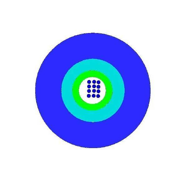 Abstrakte Zielscheiben-ähnliche Grafik mit konzentrischen blauen, cyan- und grünfarbigen Kreisen, die ein kleines zentrales Punktraster umgeben.