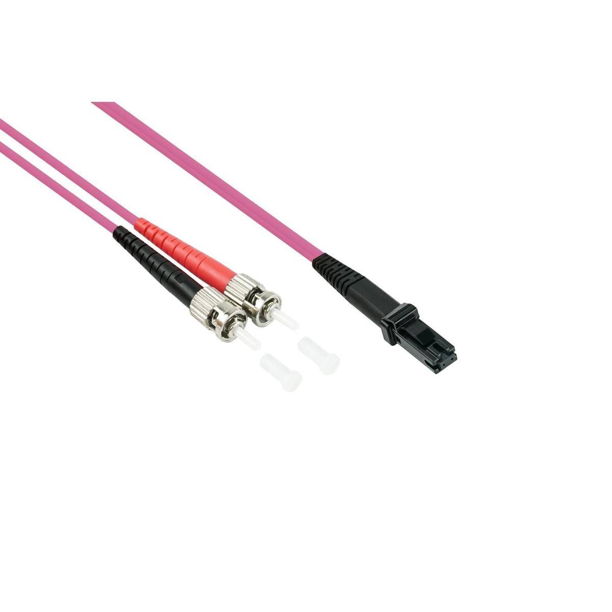 Lichtwellenleiterkabel mit drei SC-Steckern auf einer Seite und einem schwarzen Stecker auf der anderen Seite, dargestellt auf weißem Hintergrund.