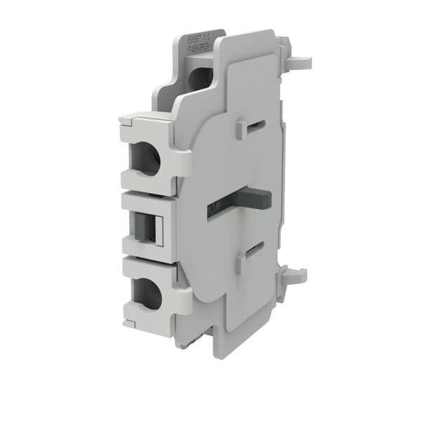 Grauer elektrischer Klemmblock oder Stecker, dargestellt in einer 3D-Produktansicht auf weißem Hintergrund.