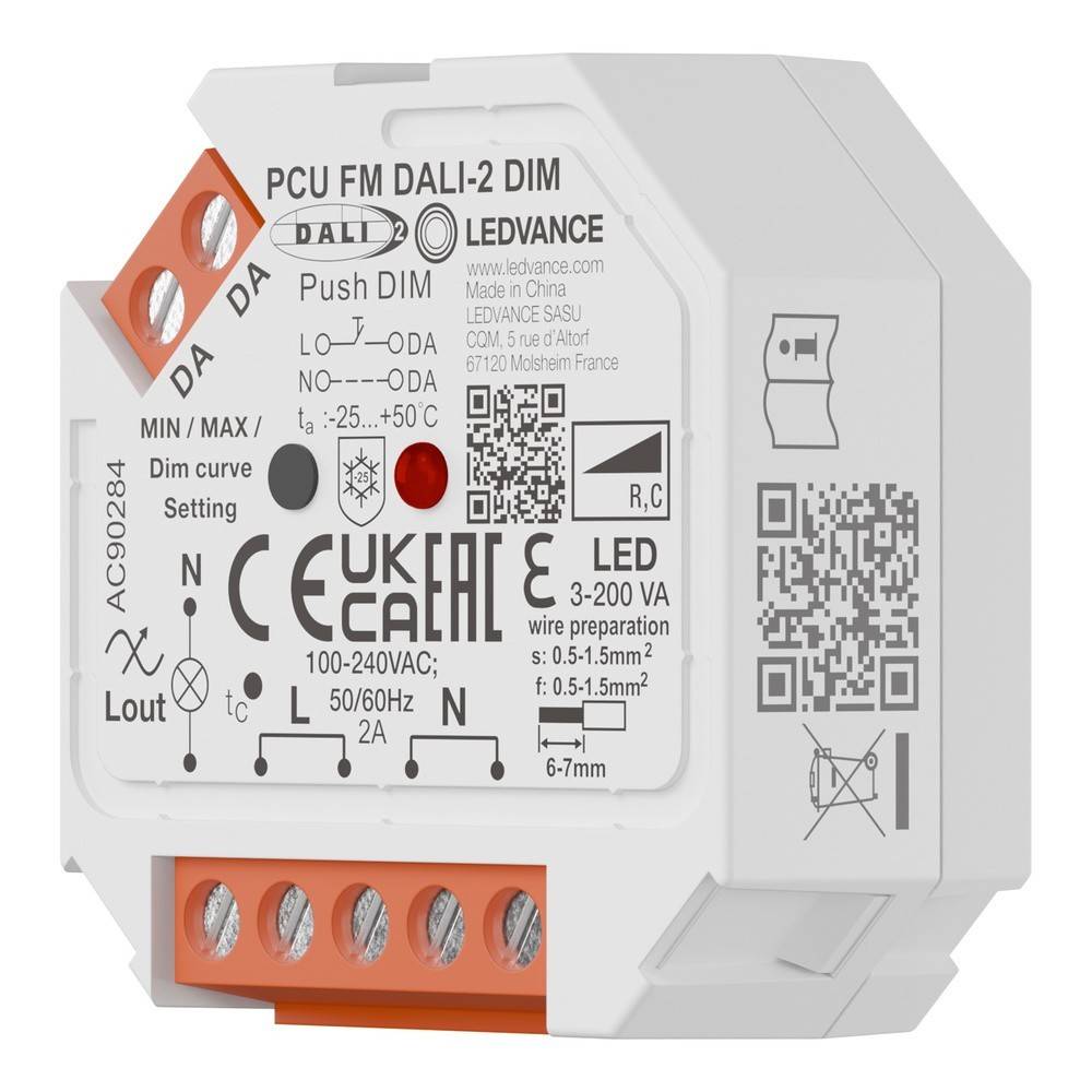 Weißes LED-Dimmmodul mit der Bezeichnung „PCU FM DALI-2 DIM