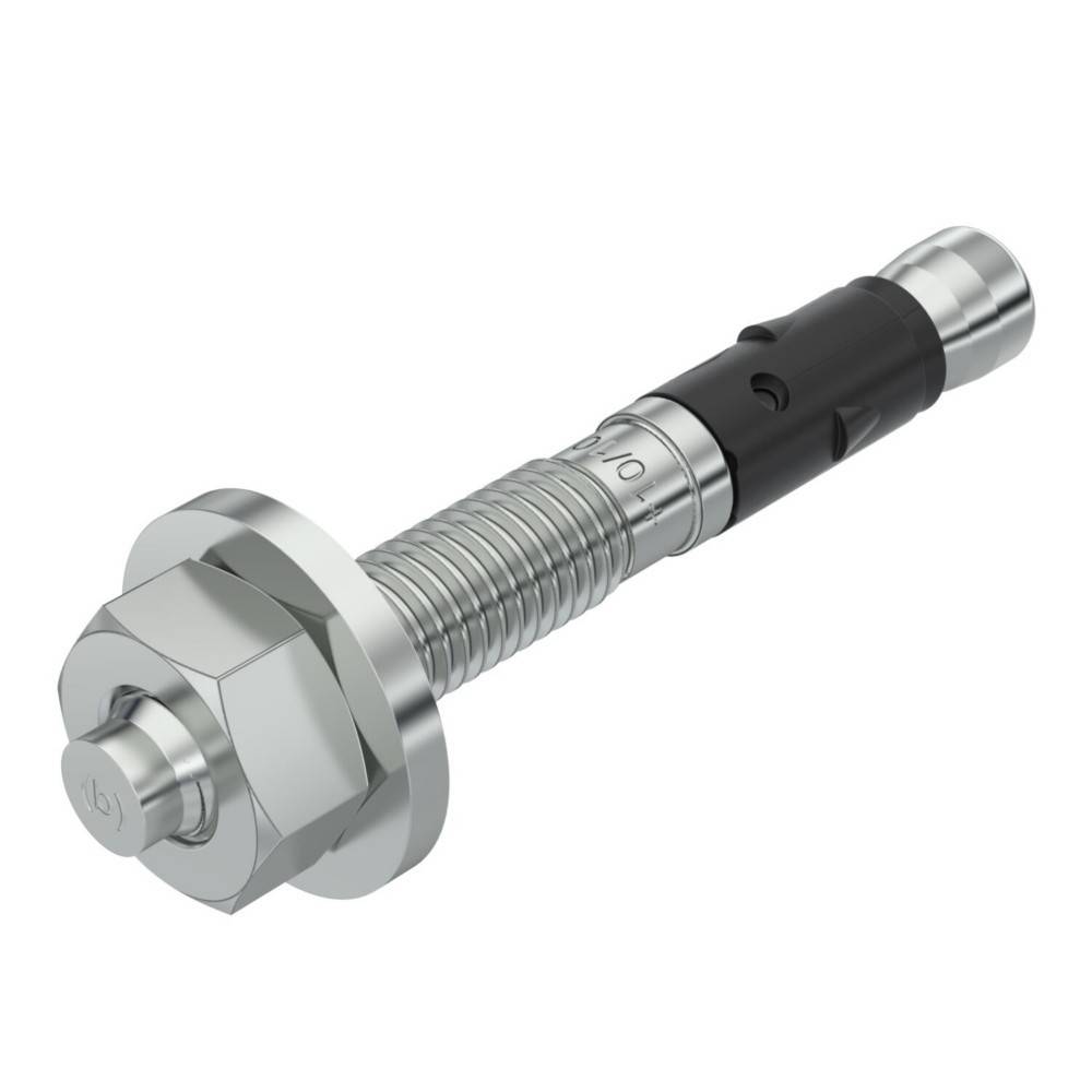Metallisierte Gewindebefestigung mit Sechskopf und Unterlegscheibe, dargestellt in einer produktstilisierten Darstellung auf weißem Hintergrund.