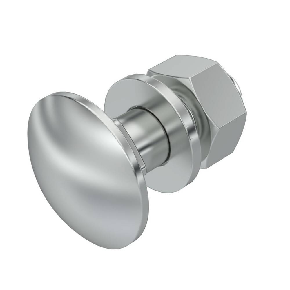 Chromegriff mit gewölbter rundlicher Vorderseite und sechseckiger Befestigungsbasis, dargestellt auf weißem Hintergrund.