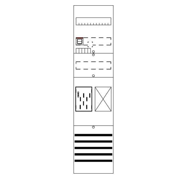 Minimales Wireframe eines hohen Webseitenlayouts mit einer oberen Kopfzeile, Inhaltsbereichen, zwei Bildplatzhaltern und einem fetten horizontalen Menü oder einer Liste in der Nähe des Unteren.