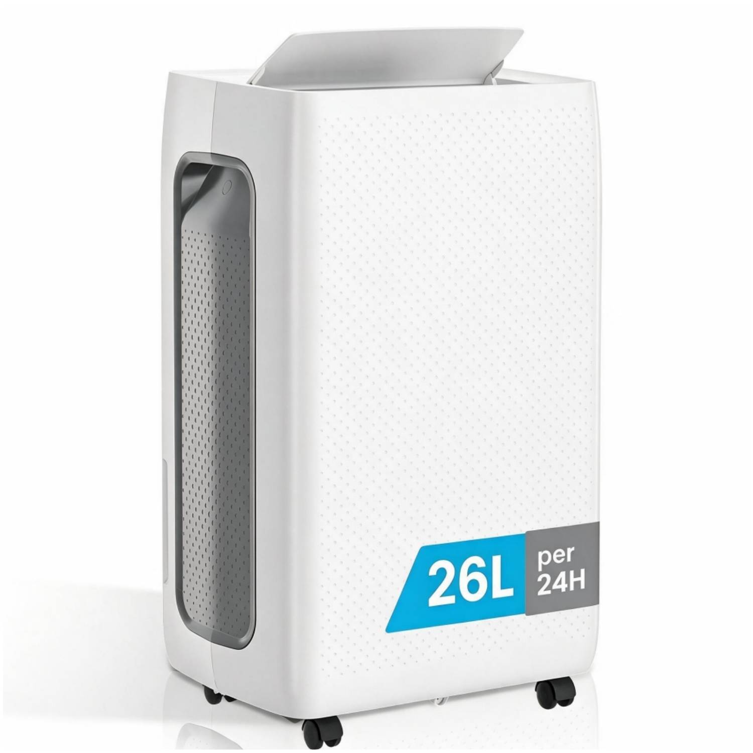 Luftentfeuchter 26 L/Tag, 4,3-L-Wassertank, 330 W, Timer, Auto-Swing, Kindersicherung und Dauerablauf, Weiß
