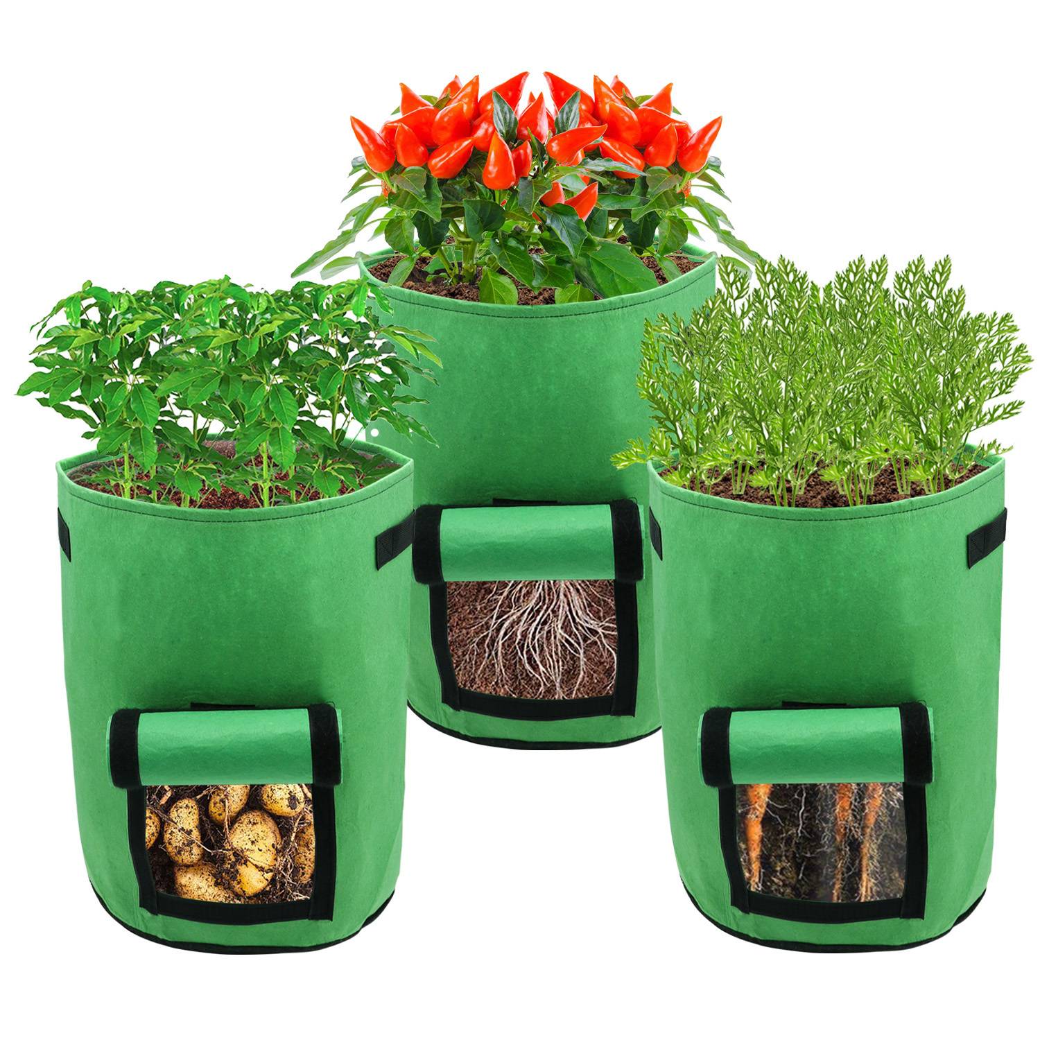 25 Pflanzsäcke 26,5 L mit Erntefenster, Kartoffel-Pflanztaschen aus Vlies für Spätsommer, Herbst, Balkon & Garten
