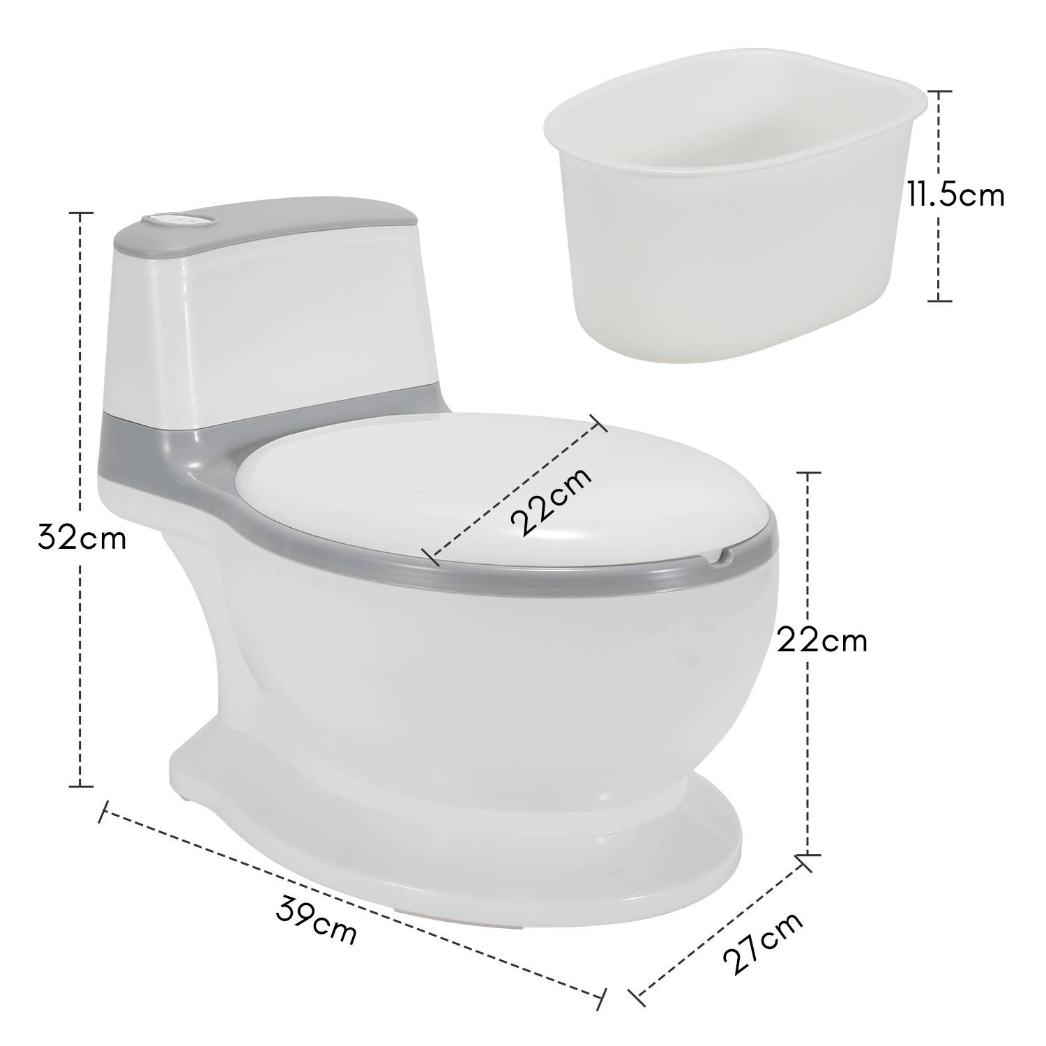 Kindertöpfchen Kindertoilette mit herausnehmbarem Behälter, Babytopf, Toilettentrainer für Babys und Kleinkinder mit Deckel und Sound