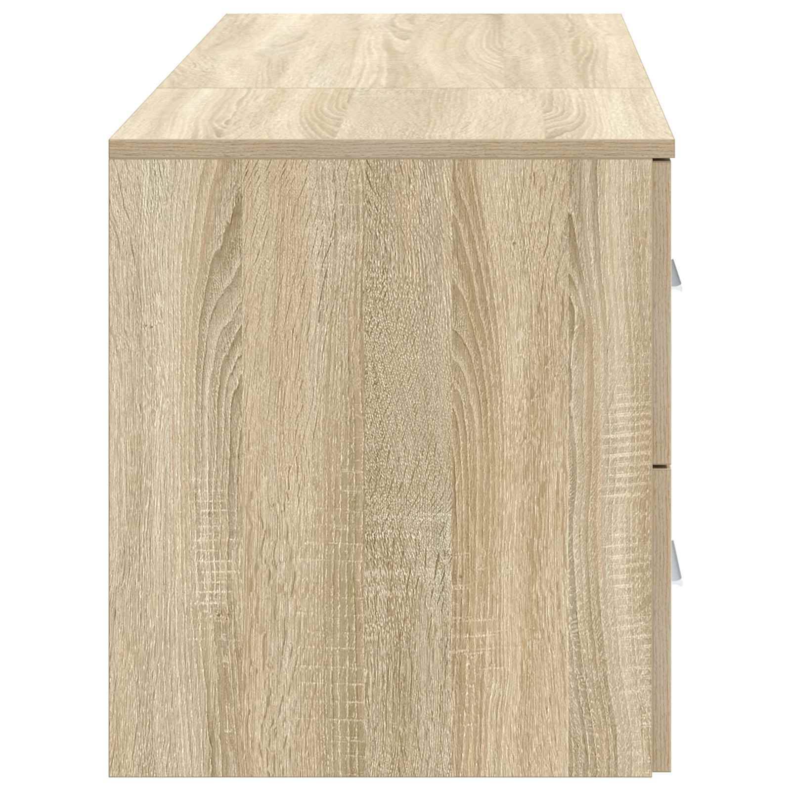 Helles Holzverkleidetes Schrank- oder Lagerbehältnis mit ebener Oberseite, vor weißem Hintergrund dargestellt.