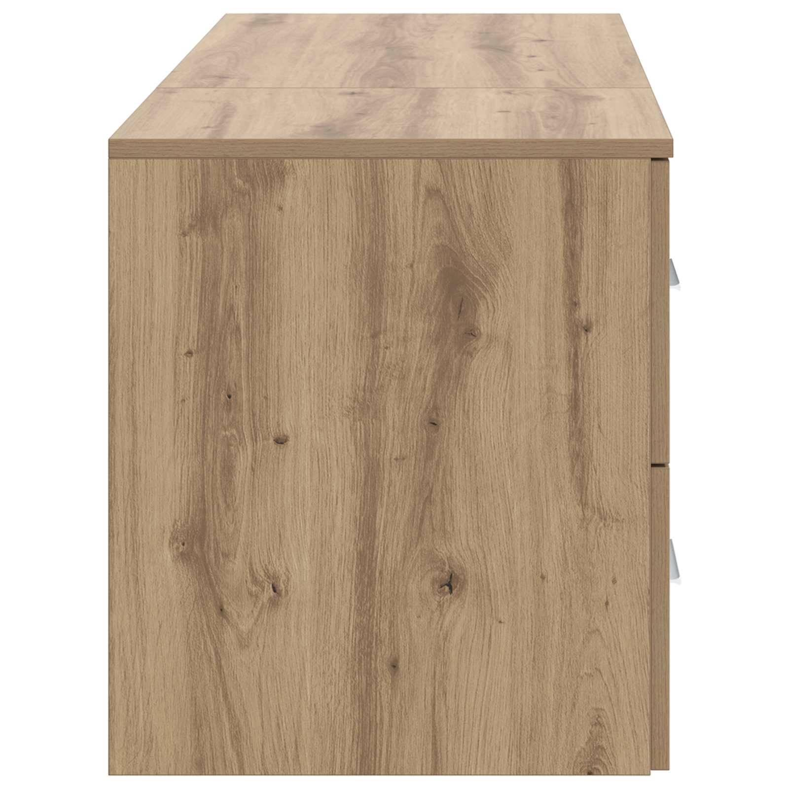 Holzschrank oder Kommode in hellem Eichenfinish, Vorderansicht mit flacher Oberseite und minimalistischem Design.
