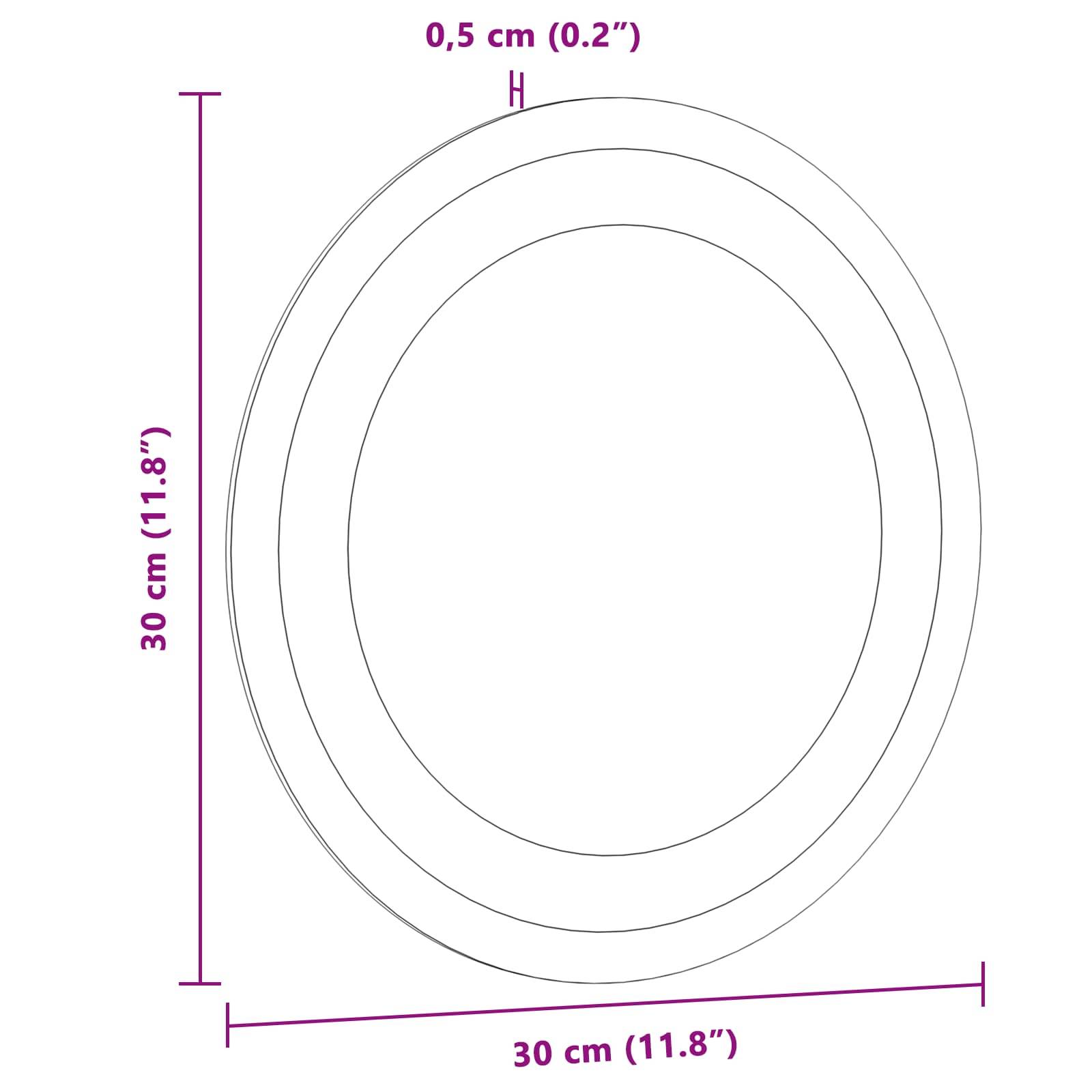 Oval-Vorlagendiagramm mit einer 30 cm × 30 cm Größe und 0,5 cm Linienstärke.