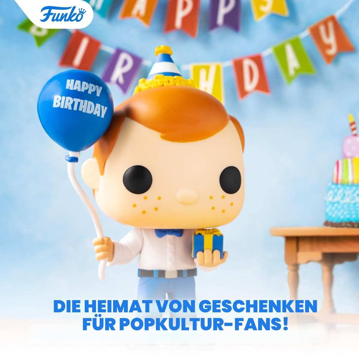 Funko Pop Figur, die einen „Happy Birthday
