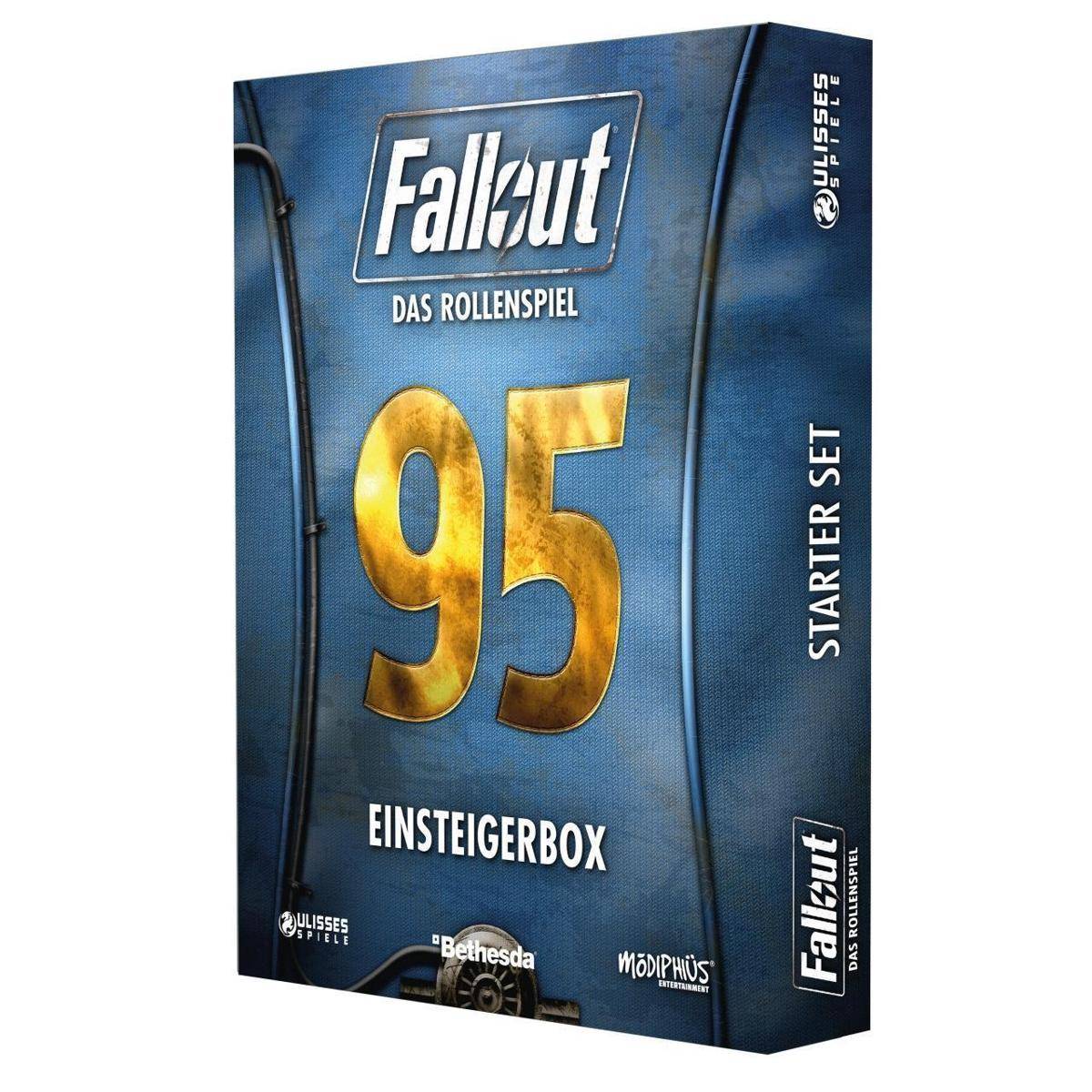 Fallout 95 'Das Rollenspiel' Starterbox mit blauem Cover und großem goldenem Text '95
