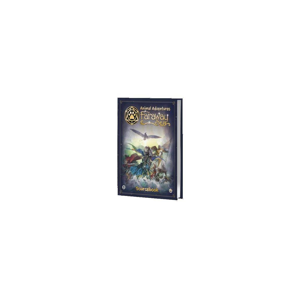 Ein aufrecht stehendes Hardcover-Buch mit dem Titel „Animal Adventures: Faraway