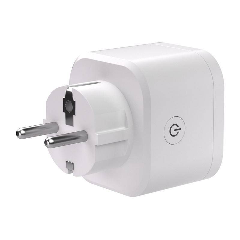 Weißer Stecker-Netzteil mit europäischem Zweipolstecker und einem kreisförmigen „G