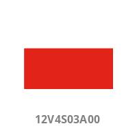 Rotes rechteckiges Etikett mit dem Code „12V4S03A00