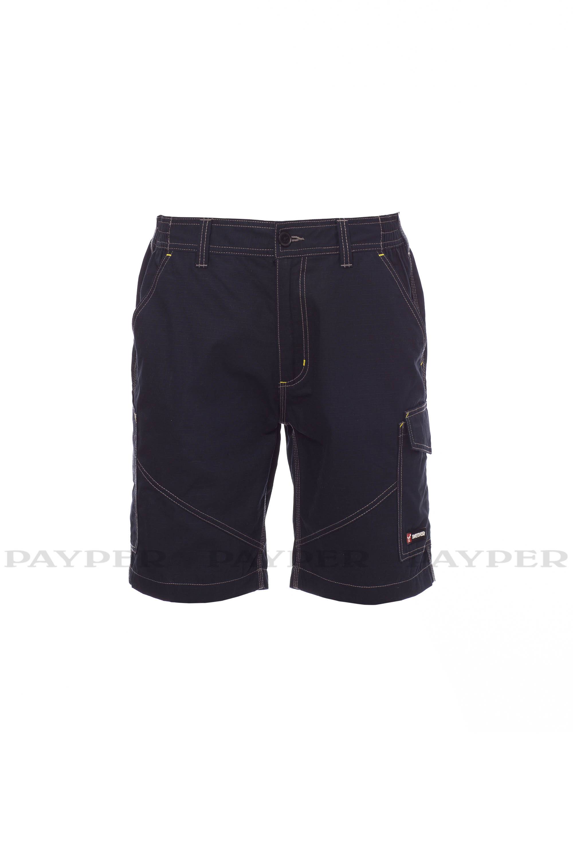 Dunkelblaue Herren-Cargo-Shorts mit vorderen, seitlichen und hinteren Taschen auf weißem Hintergrund