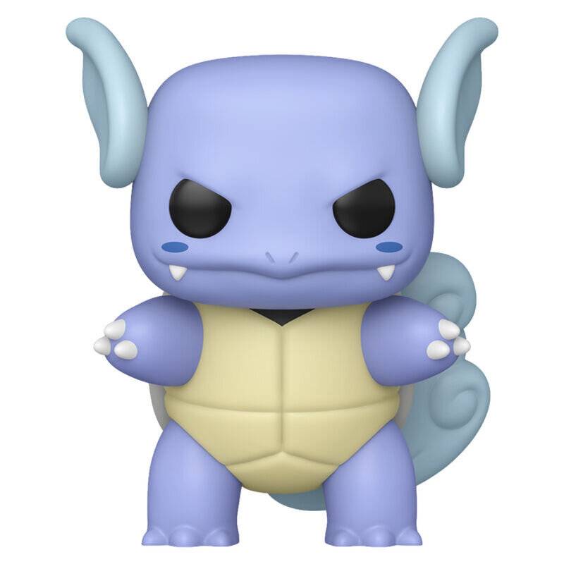 Eine kleine blauviolette gehörnte schildkrötenähnliche Figur mit schwarzen Augen und einem beigefarbenen Panzer steht nach vorne gewandt.