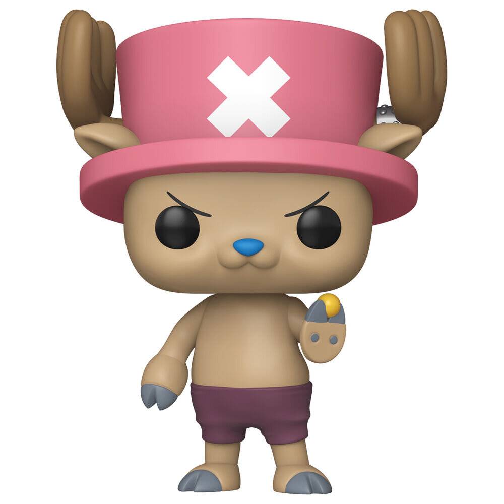 Cartoon-Rentierfigur, die einen rosa Hut mit einem weißen X trägt und einen kleinen Gegenstand hochhält, steht vor einem einfachen Hintergrund.
