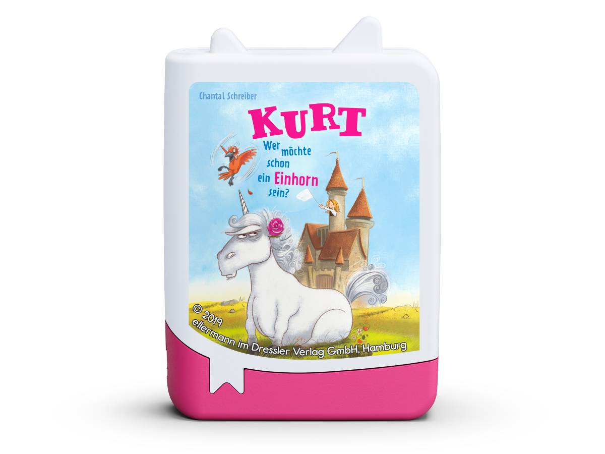 Ein weiß-rosa Kinderbuch-Cover mit der Aufschrift „Kurt