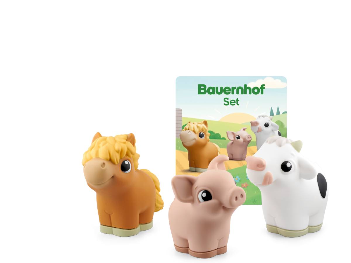 Spielzeugfiguren von Bauernhoftieren mit Verpackung mit der Bezeichnung 