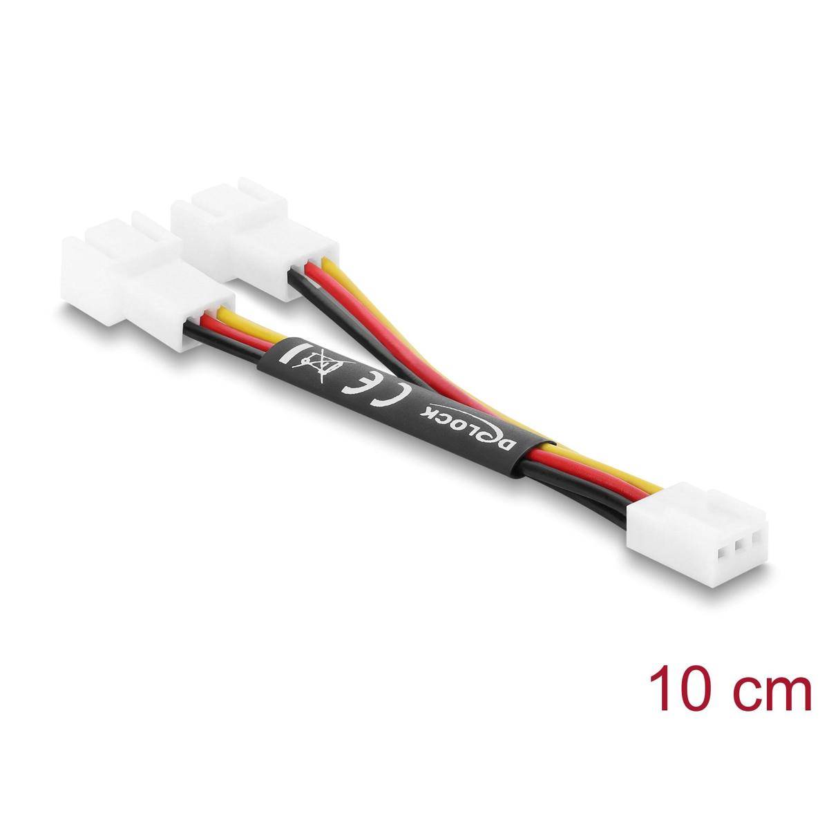 10 cm Y-Splitter-Kabel mit weißen Steckern und schwarzen, roten, gelben und schwarzen Kabeln.