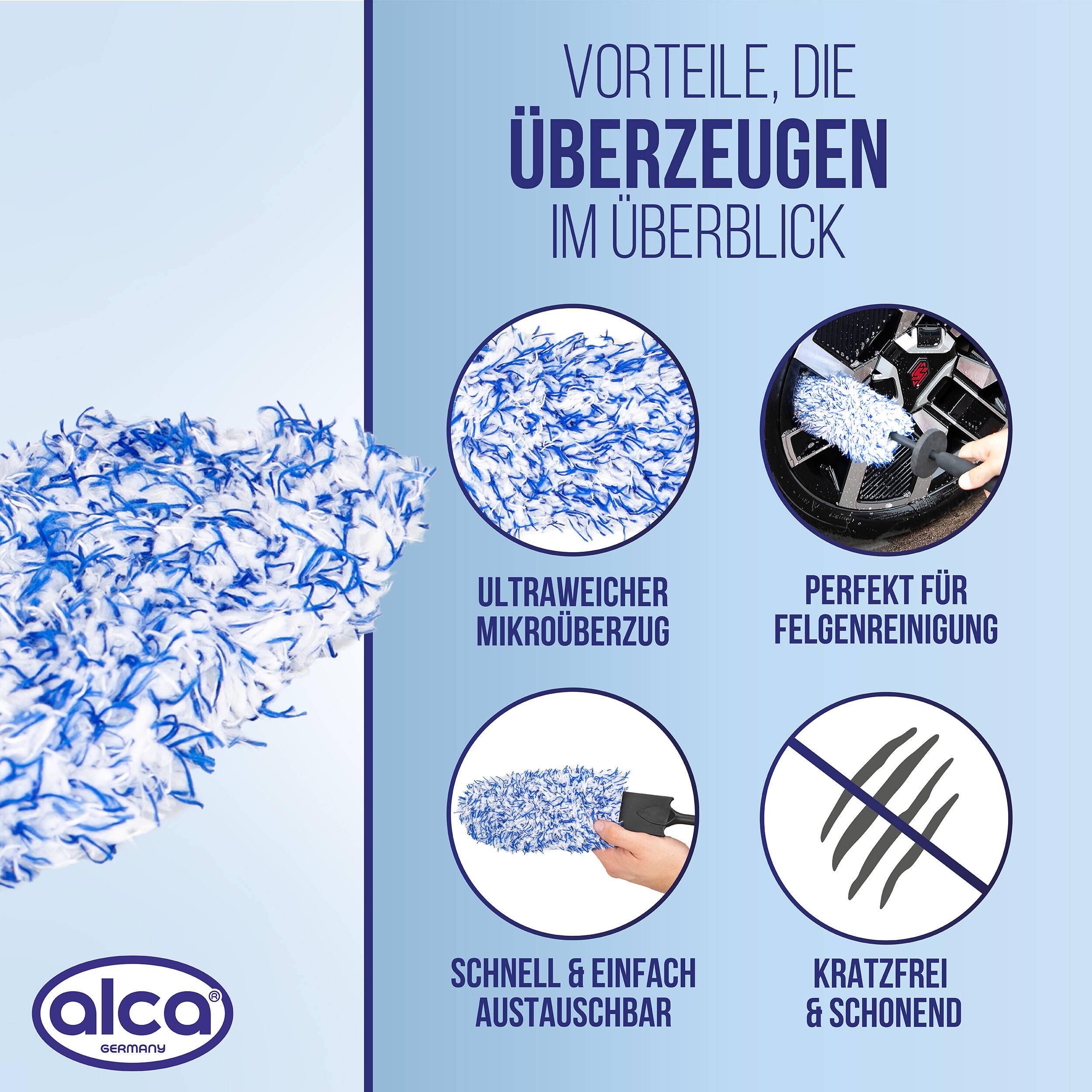 alca® Ersatzbezug aus Mikrofaser 22 cm breit, für Felgenbürste Wechselbezug passend für alca® RimBrush (Art.