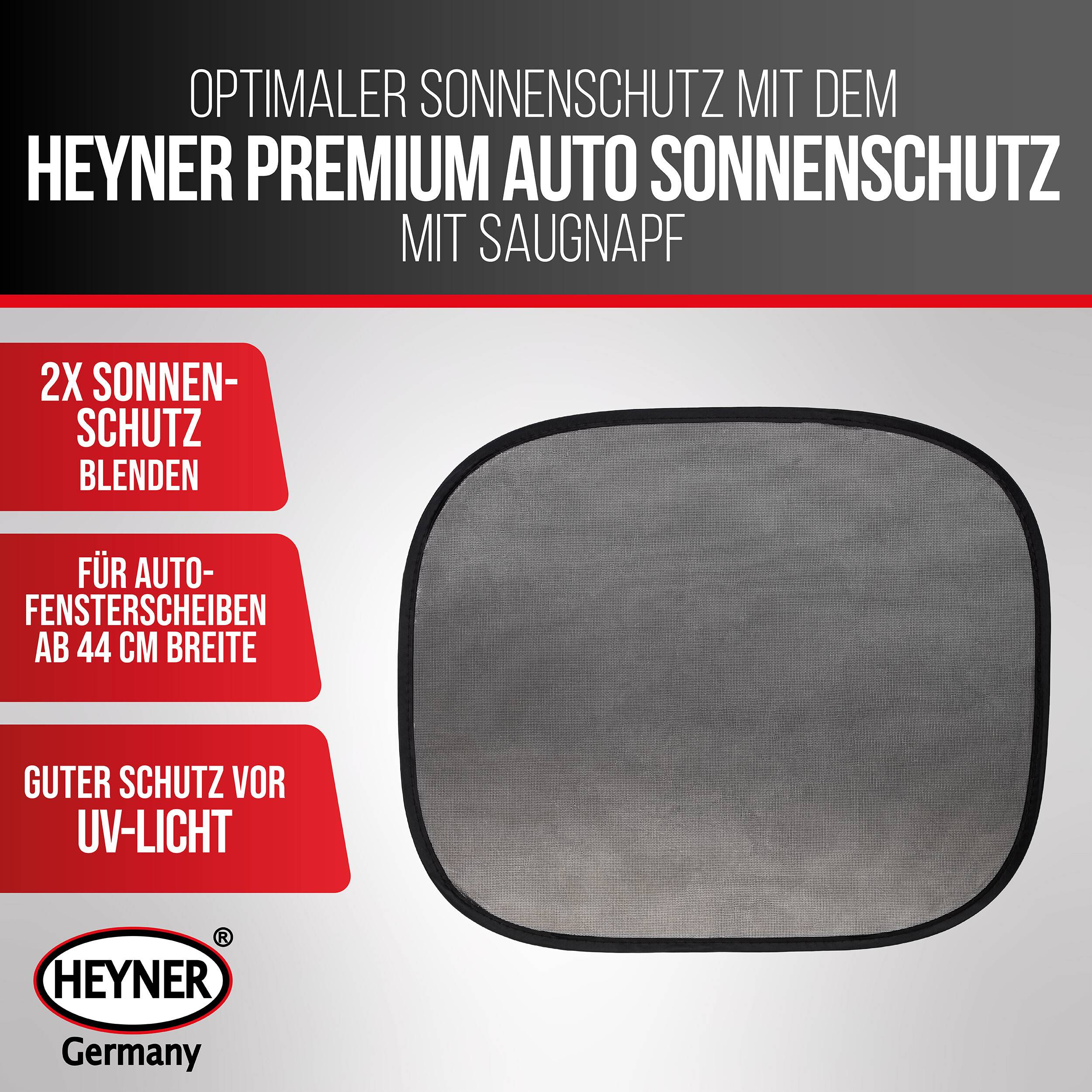 HEYNER® Auto-Sonnenschutz 44x36cm 2er Set mit Saugnäpfen für Autofenster UV
