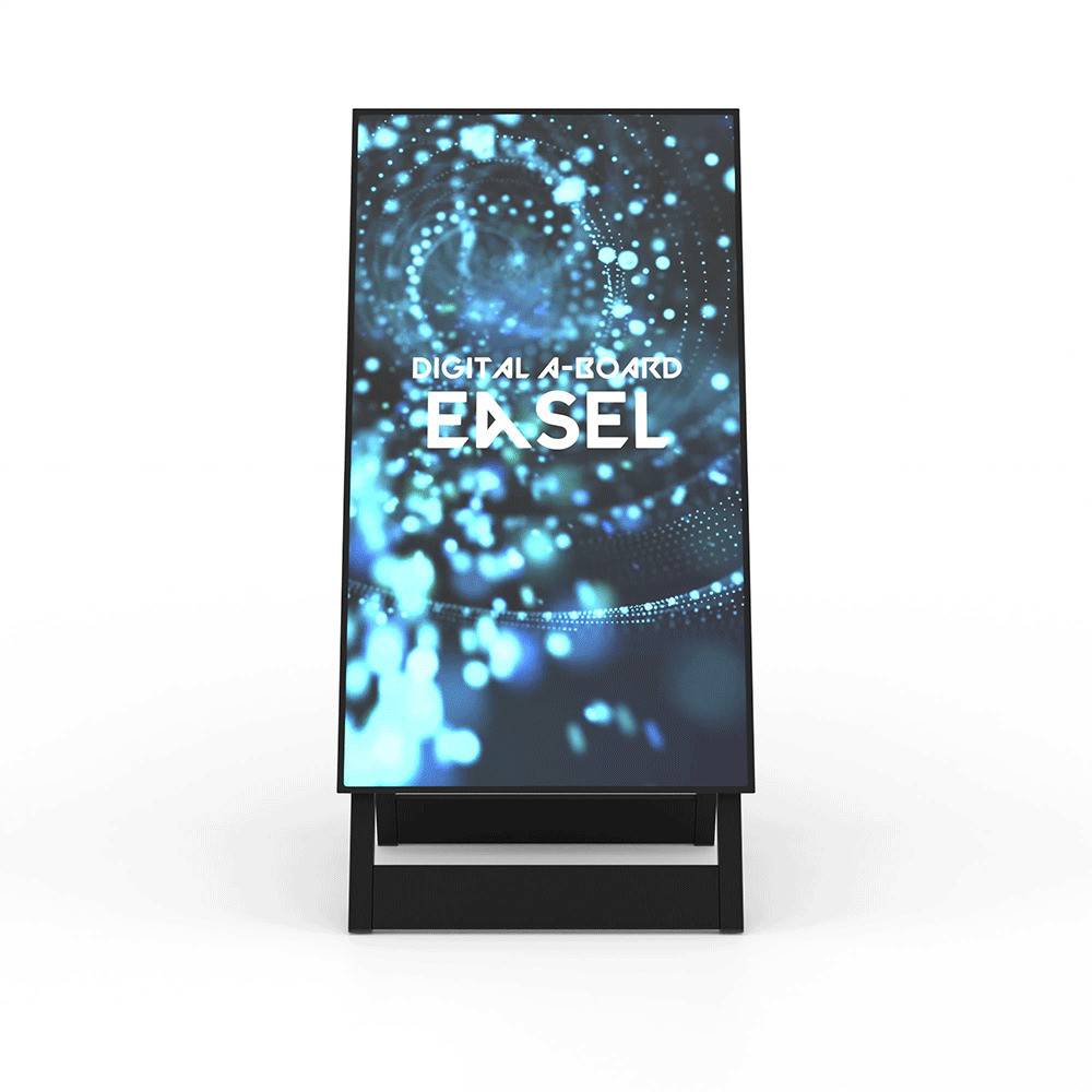Ein digitales A-Tafel-Staffelei-Schild zeigt 