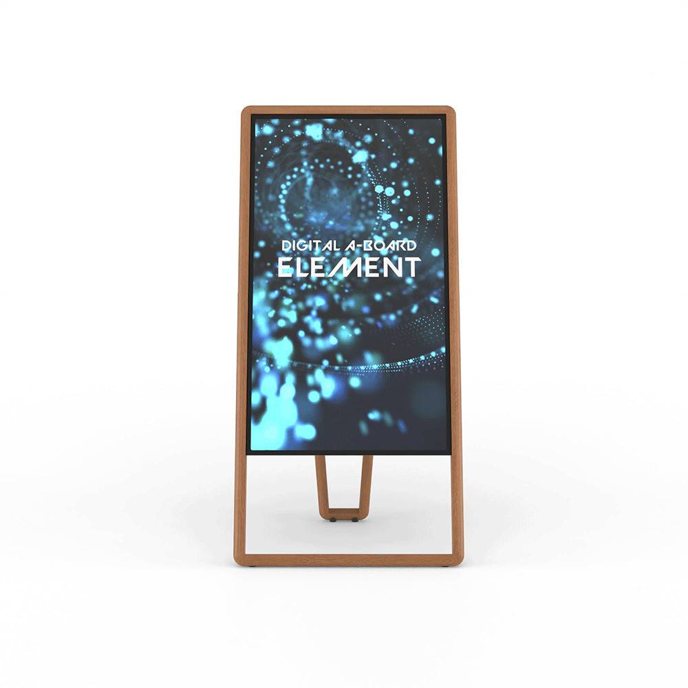 Holzgerahmtes digitales Anzeigeschild mit der Aufschrift 