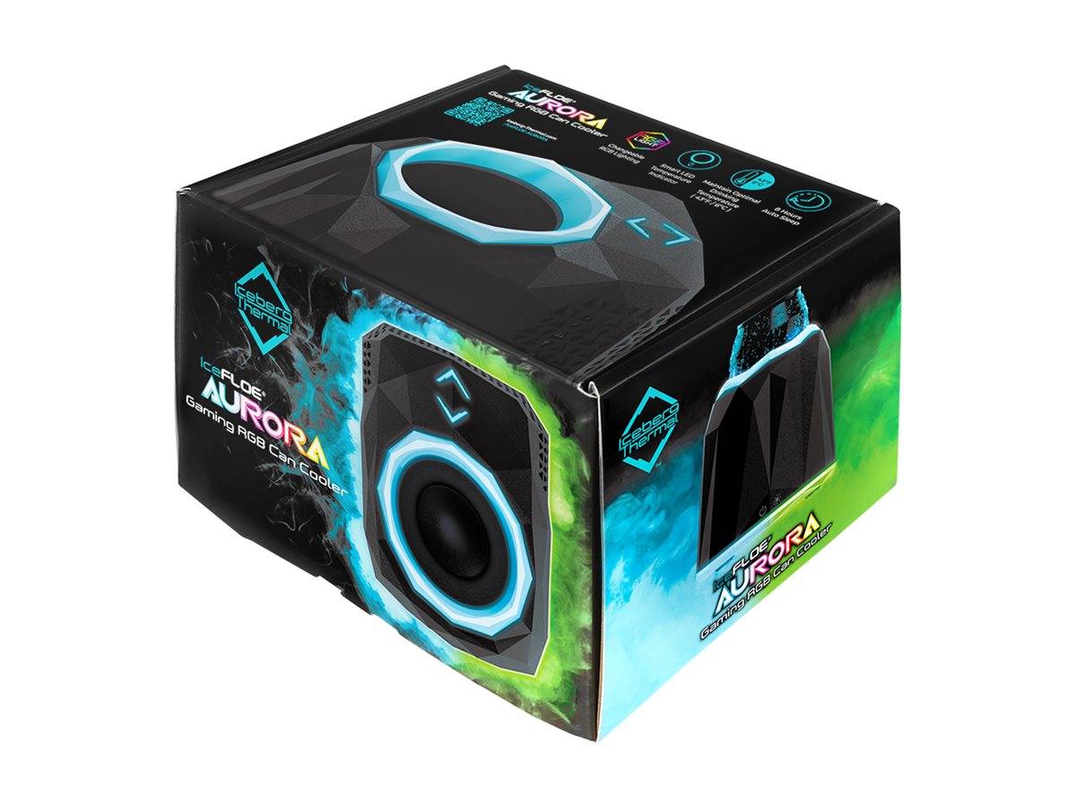 Bild eines schwarzen Desktop-PC-Gehäuses im CyberPowerPC-Stil mit blauen und grünen „AURORA