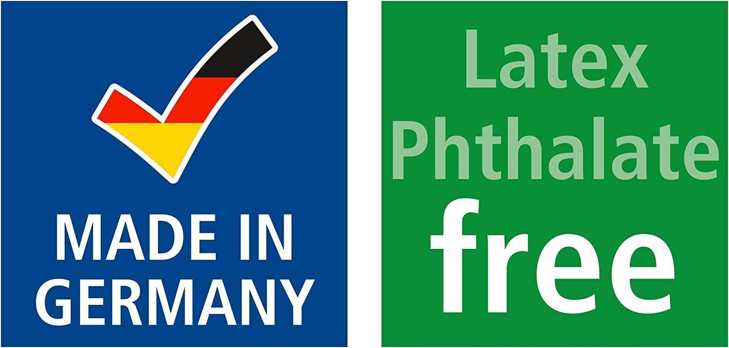 Zwei Produktetiketten: „Made in Germany