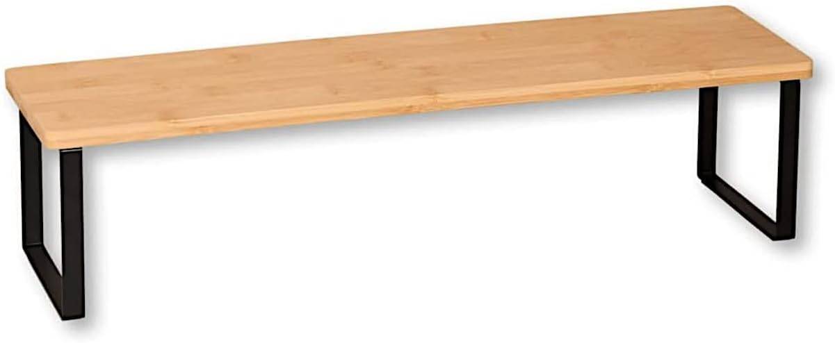 Rechteckige Tischplatte aus hellem Holz mit schwarzen U-förmigen Metallbeinen, auf weißem Hintergrund abgebildet.