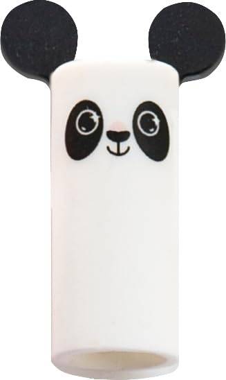 Weißer zylindrischer Behälter mit Pandamotiv, schwarze Ohren und Pandagesicht