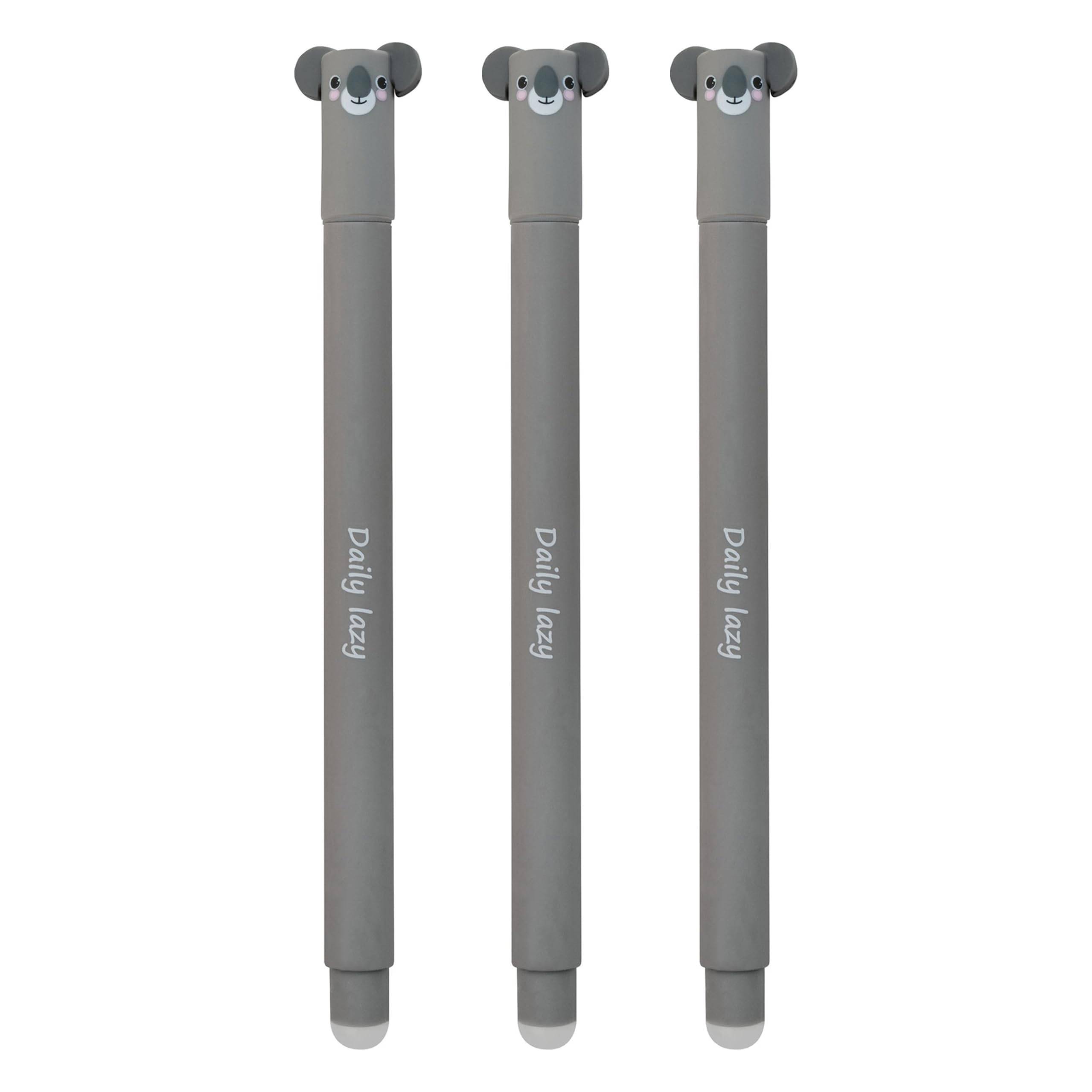 Drei graue Koala-Design-Touchpen mit der Aufschrift „Daily lazy