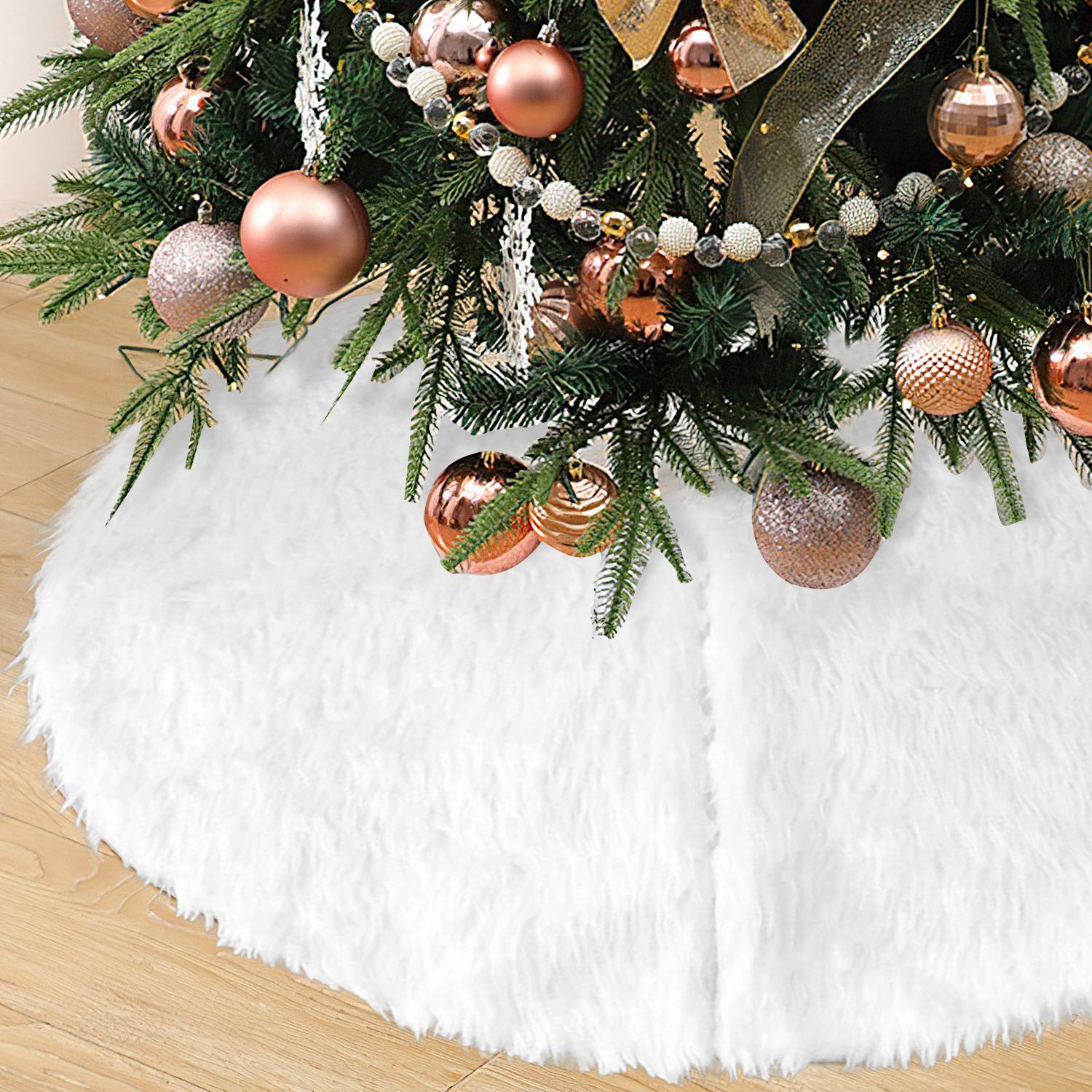 Weihnachtsbaumdecke 78 cm, Plüsch Christbaumdecke mit Klettverschluss, Weihnachtsdeko