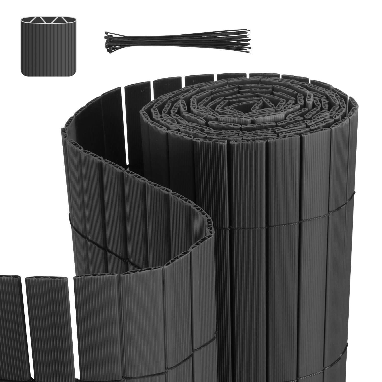 Sichtschutzmatte PVC Sichtschutzzaun Anthrazit Windschutz fur Garten Balkon und Terrasse 80x300cm Stabile W-Form