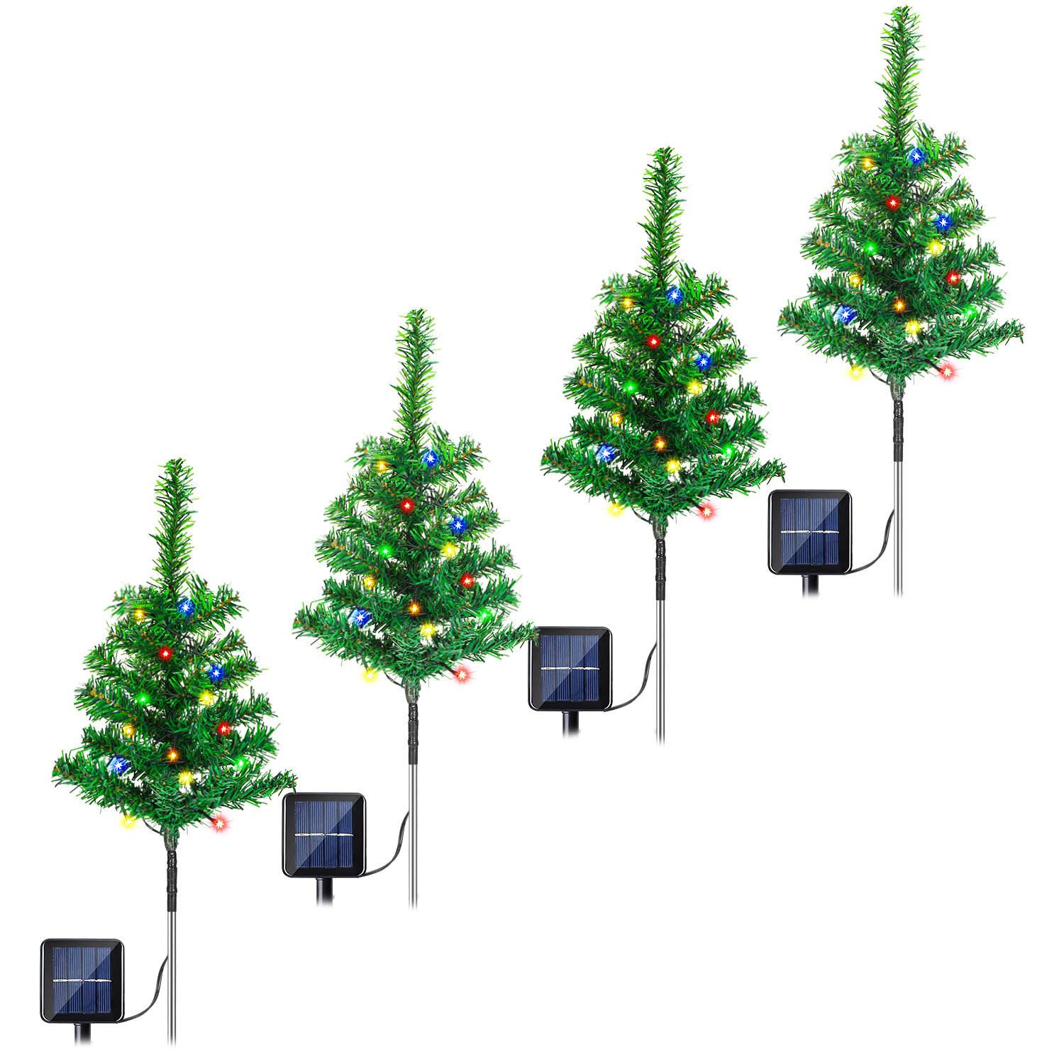 Solar Weihnachtsbeleuchtung 4er Set Weihnachtsbäume 50 cm mit 80 LEDs, 8 Modi, IP65 für Garten und Wege