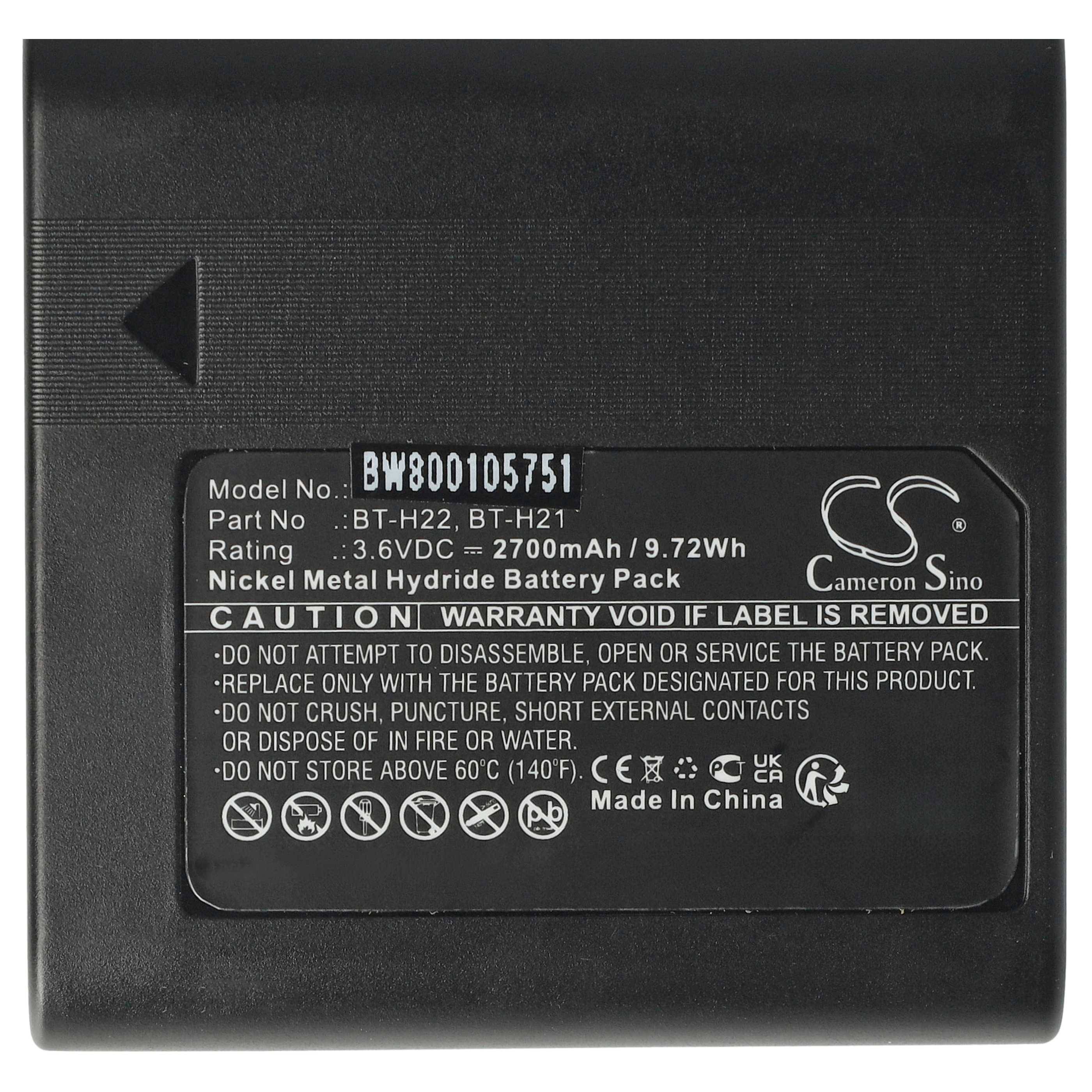 Schwarze Cameron Sino Nickel-Metallhydrid-Batterie mit der Bezeichnung BW800105751, Modell BT-H22/BT-H21, 3,6V 2700mAh, hergestellt in China.