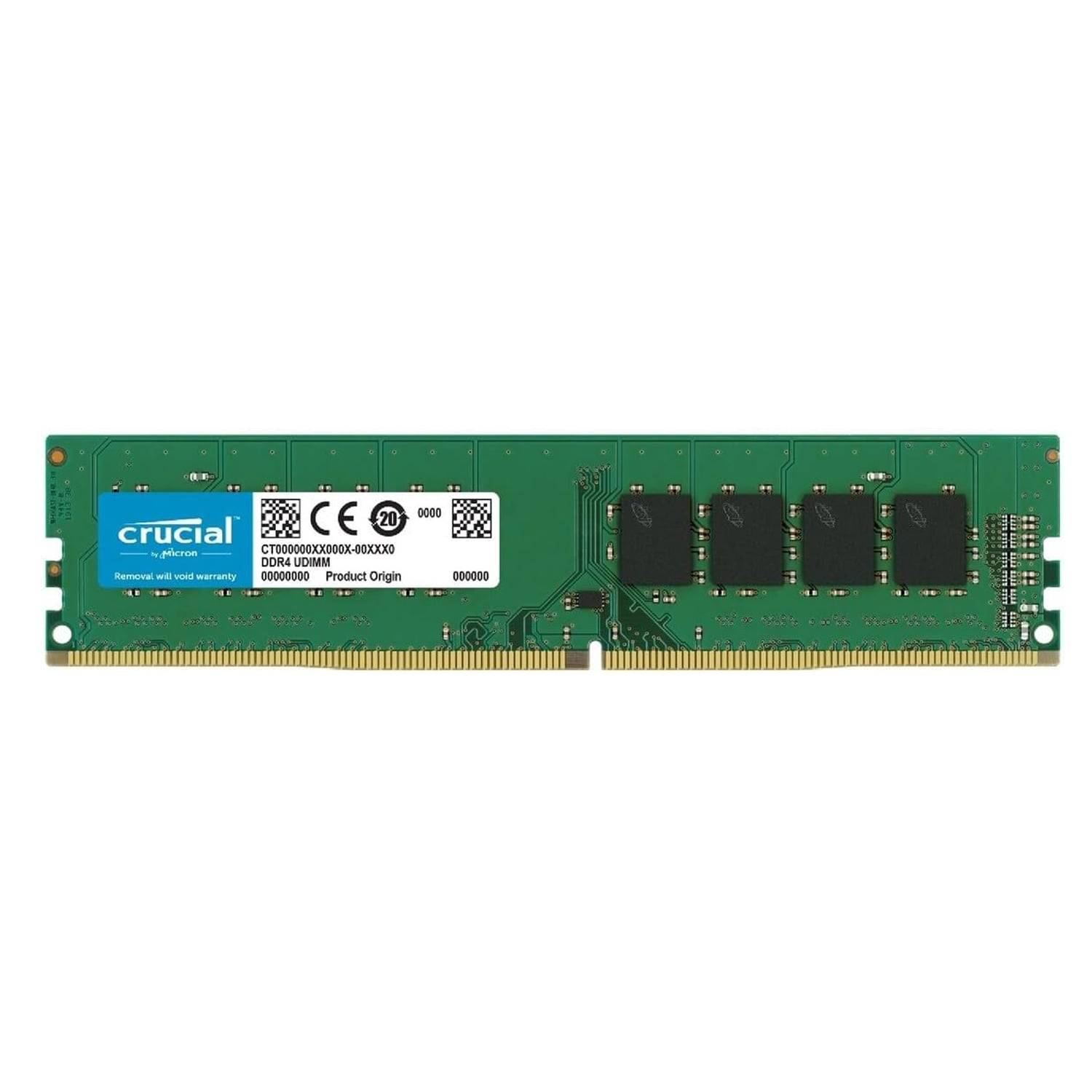 Einzelnes entscheidendes Desktop-RAM-Modul auf weißem Hintergrund.