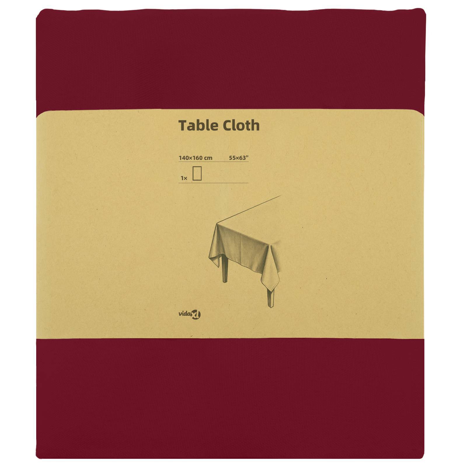 vidaXL Tischdecke Rechteckig Weinrot 140 x 160 cm Polyester