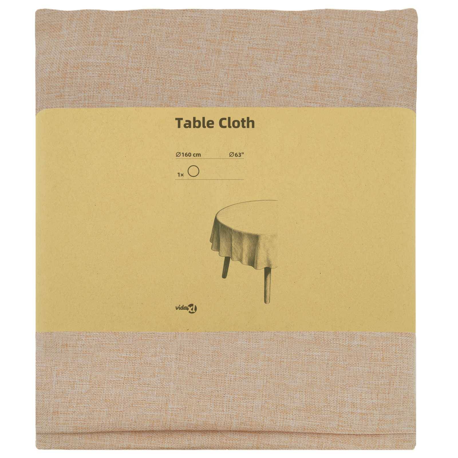 Verpackte Tischdecke aus Baumwollstoff in Beige, gekennzeichnet mit 