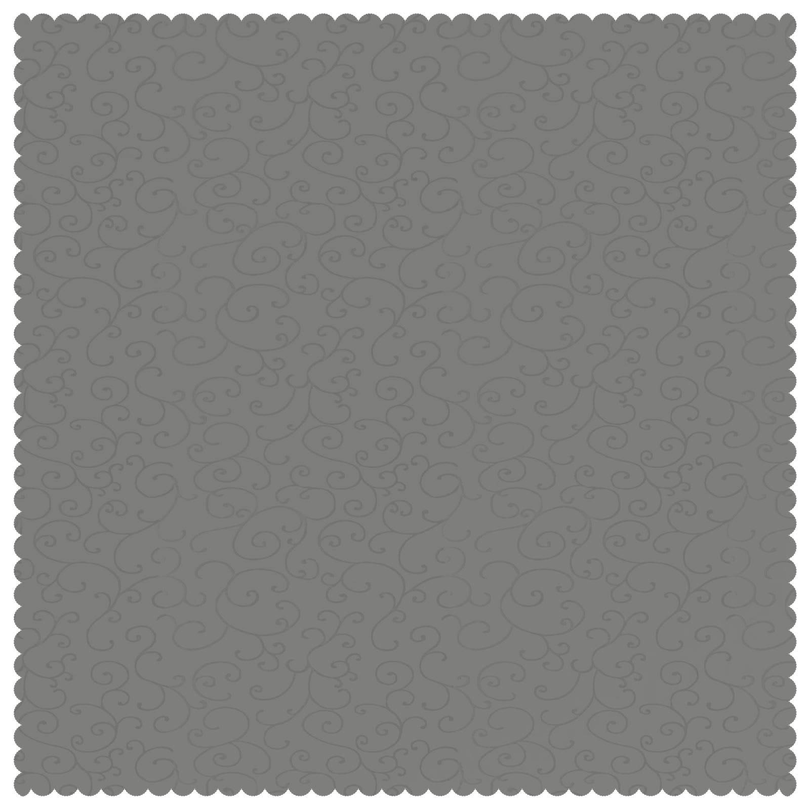 Graues dekoratives Quadratmuster mit geschweiften Kanten und zarten, wirbelnden rankenähnlichen Designs.