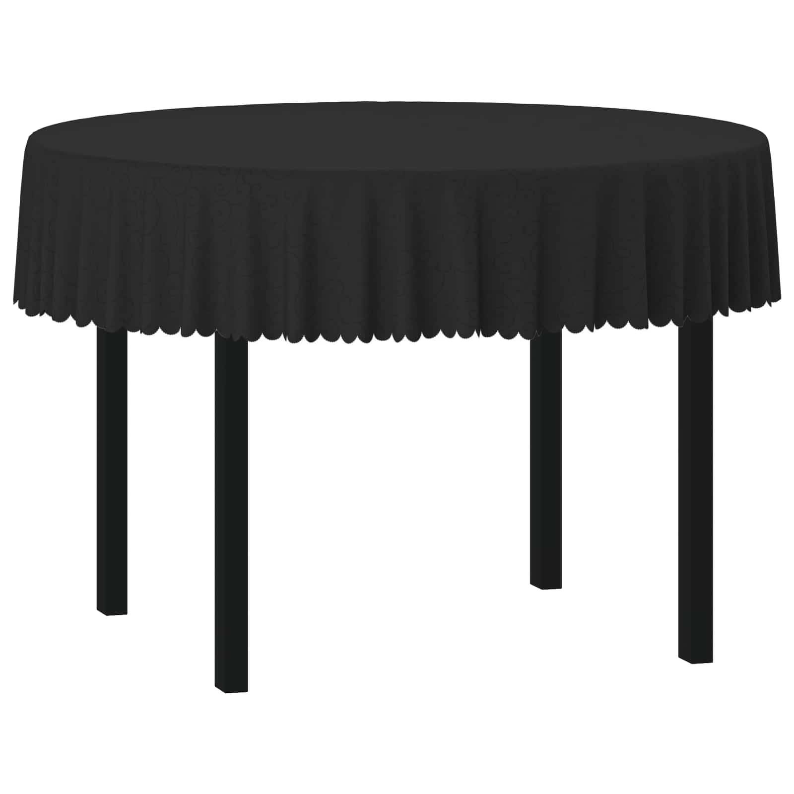 Runder Tisch mit schwarzer Tischdecke