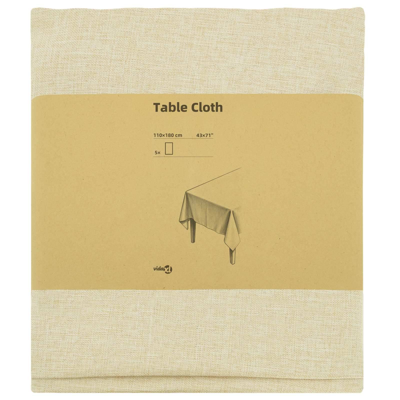 Verpackte beige Tischdecke mit dem Etikett „Tischdecke