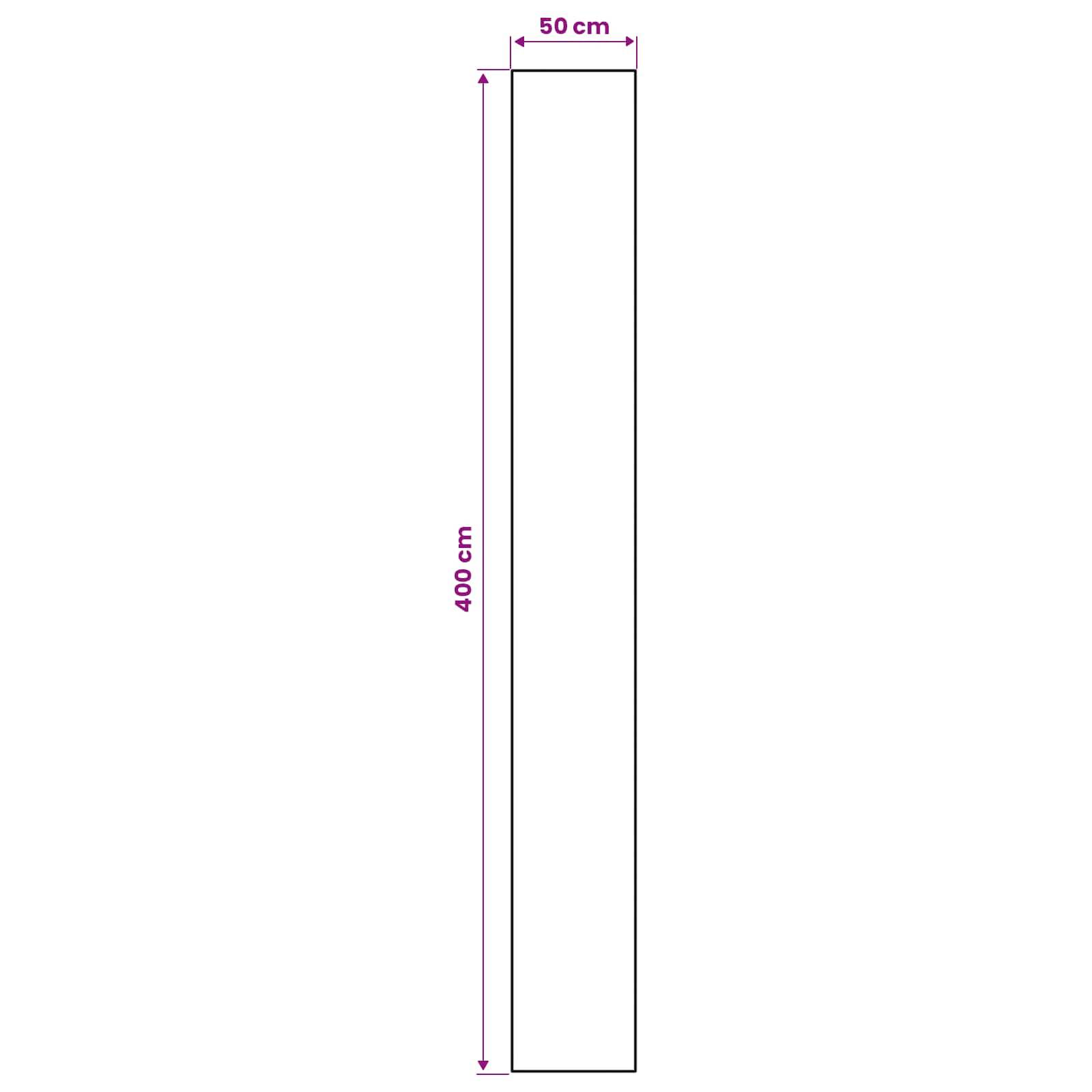 Hohes, schmales rechteckiges Säulendiagramm mit einer Breite von 50 cm und einer Höhe von 400 cm.