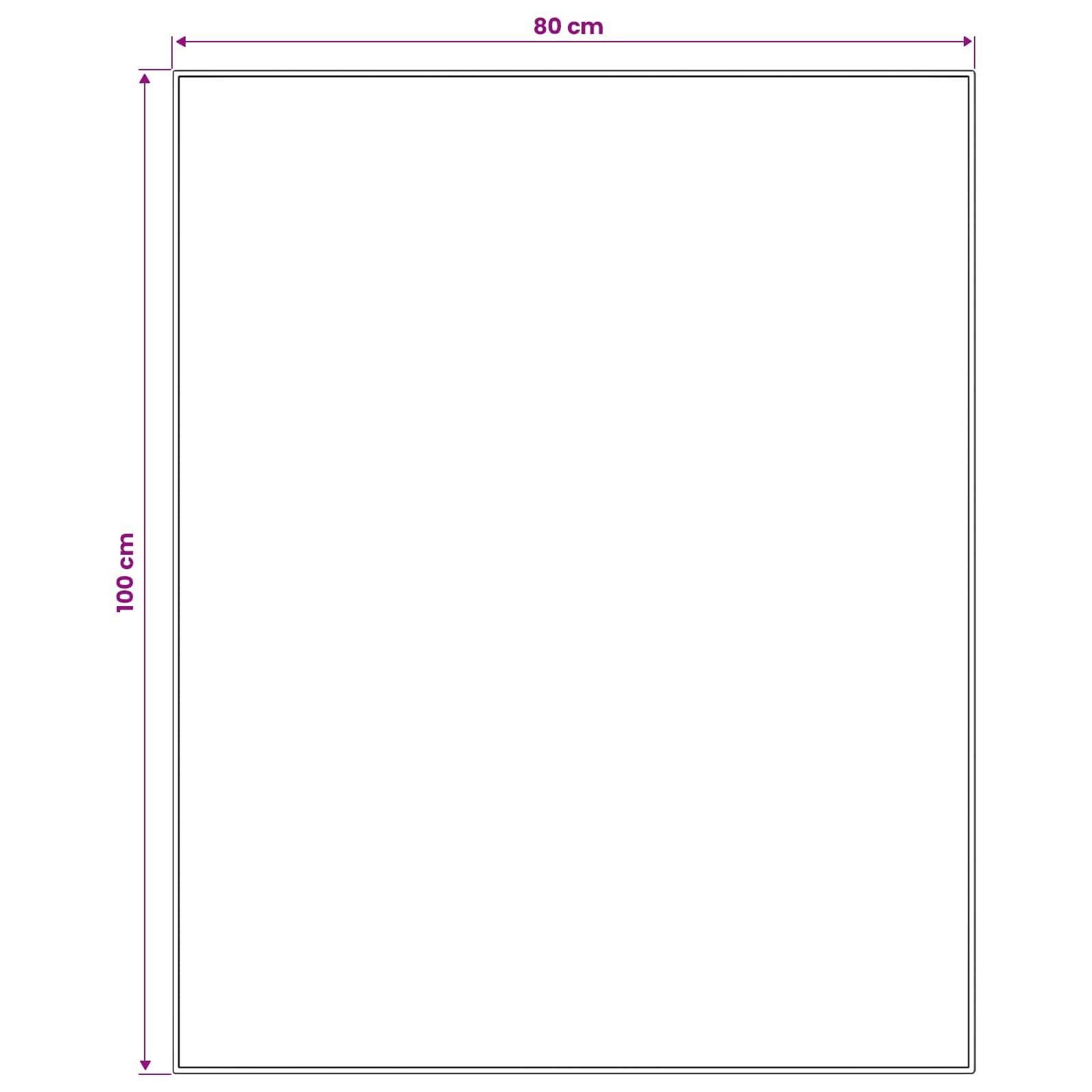 Leeres rechteckiges Panel mit einer Beschriftung von 80 cm Breite und 100 cm Höhe, dargestellt mit Messpfeilen und einem Rahmen.