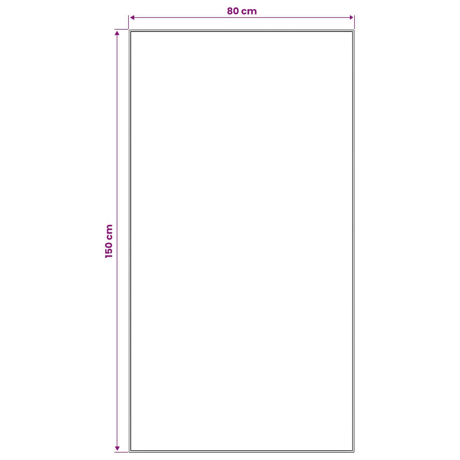 Rechteckiges Paneldiagramm mit einer Breite von 80 cm und einer Höhe von 150 cm.