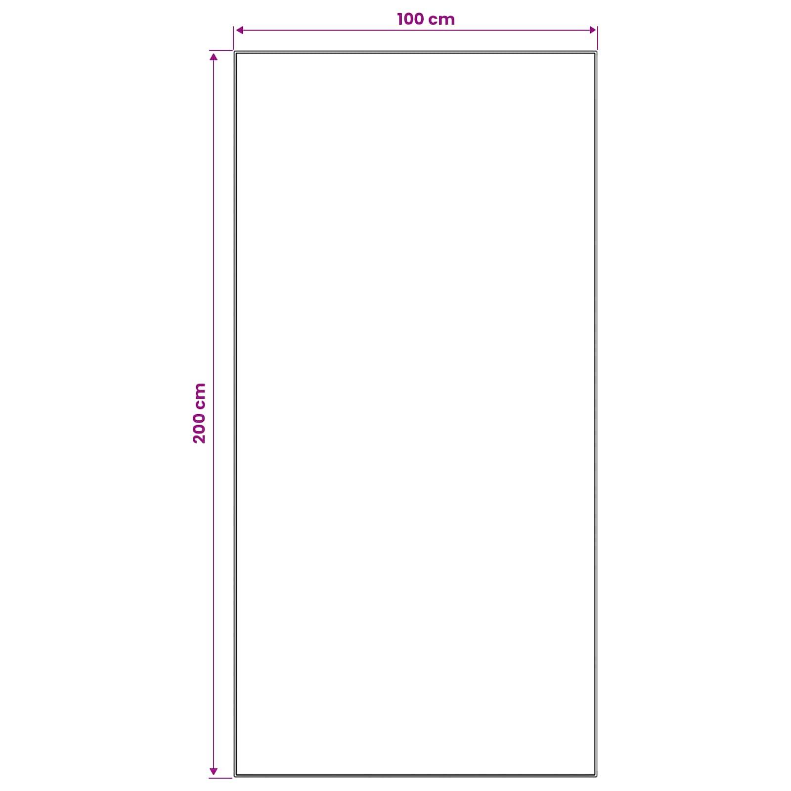 Einfaches rechteckiges Paneldiagramm mit einer Breite von 100 cm und einer Höhe von 200 cm.