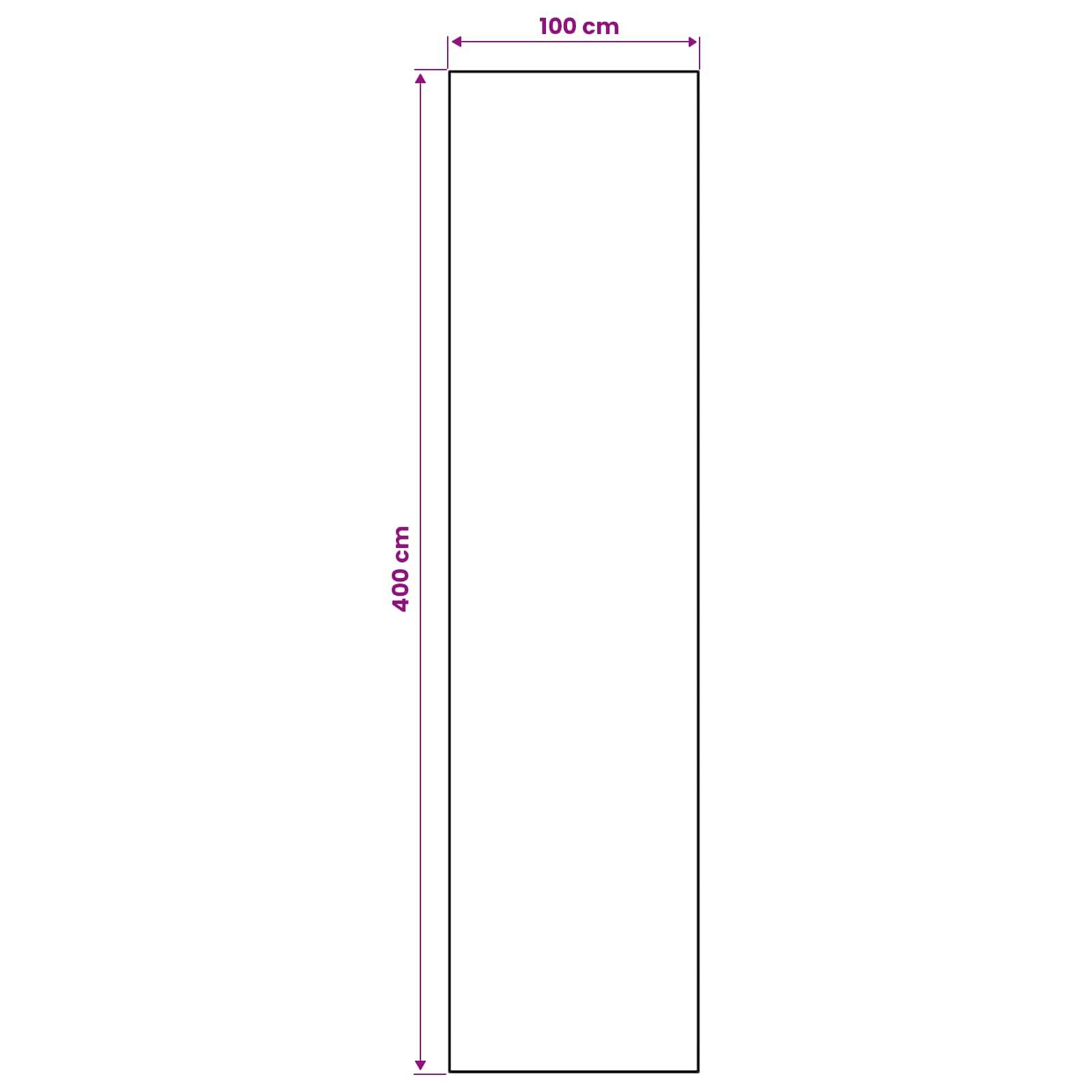 Einfaches Rechteckdiagramm mit einer Breite von 100 cm und einer Höhe von 400 cm.