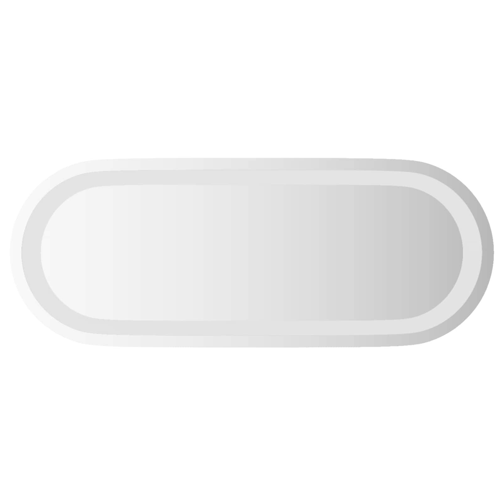 Leere abgerundete rechteckige graue Schaltfläche oder pillenförmiger Umriss auf weißem Hintergrund.