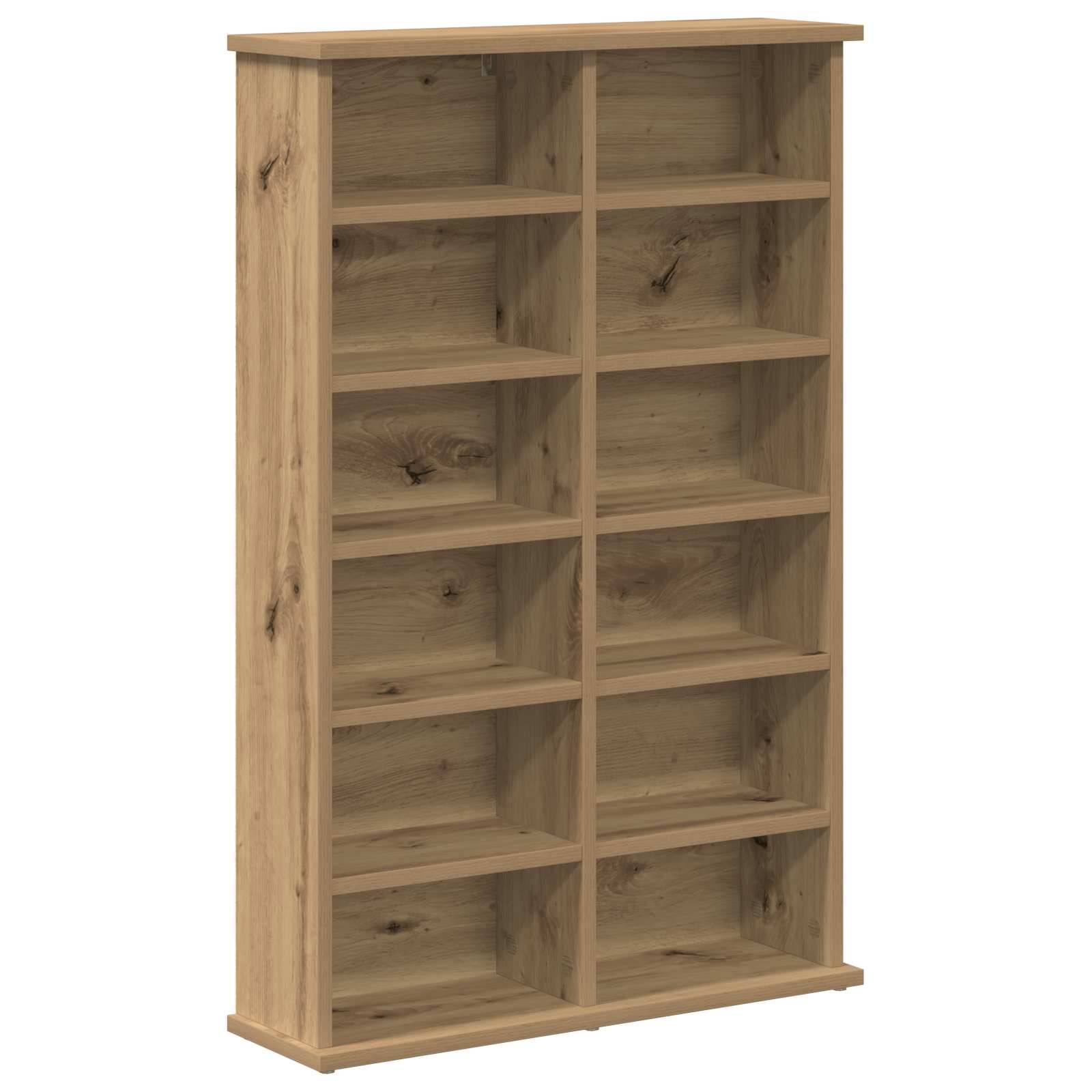 Holzschrank mit offenen Regalen und acht Fächern, gezeigt vor weißem Hintergrund.